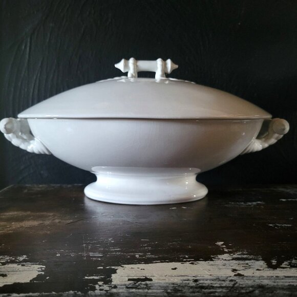 Antique Bridgwood & Son Porcelaine Opaque Oval Serving Dish With Handles, Tureen - Picture 4 of 12